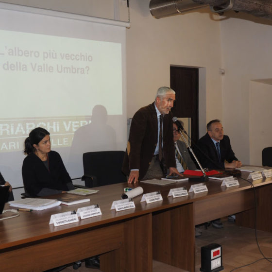 Presentazione di ‘Patriarchi verdi. Itinerari in Valle Umbra’ – palazzo Mauri, Spoleto, 12 marzo 2016. Il Commissario della Comunità montana, Domenico Rosati